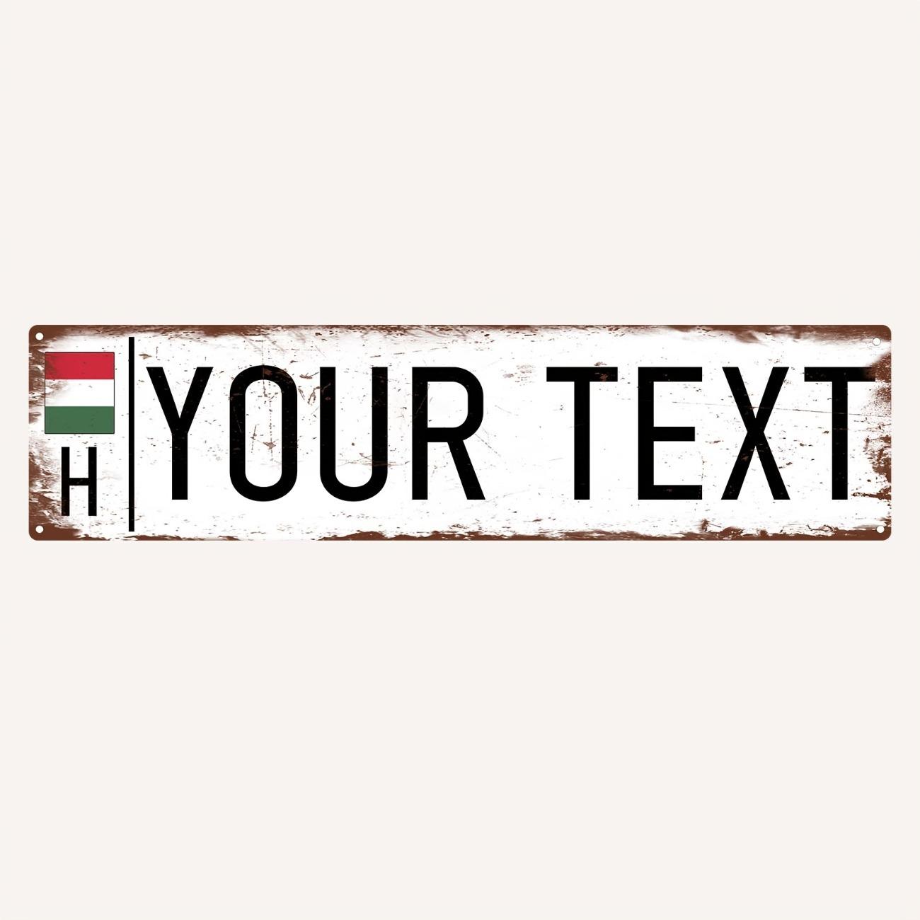 

Retro Hungary Style Aluminum License Plate 40x10cm Wall Decor Vintage Garage Tin Sign чорний