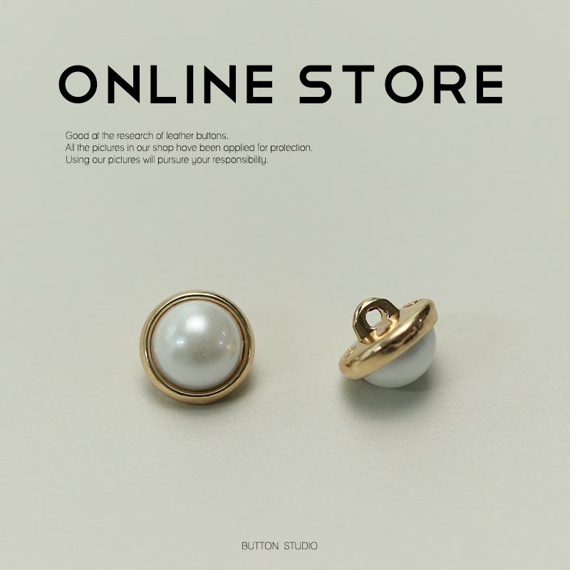 

5Pcs Niche Minimalist Design Pearl Button Shirt Sleeve Collar Button Cardigan Button Summer Clothing Accessories Button Women 2 #[Thin Edge Pearl Silver] * 10mm [Weight 1.04g]