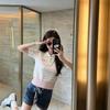 Miu Style High-Quality Summer 2026 Striped Knit Lapel Short Sleeve Loose Casual Top