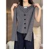 Gray Ruffled Edge High-End V-Neck Long-Sleeve T-Shirt for Women, Popular In Spring and Autumn, Korean Style, Slimming, Pleated Cardigan, Trendy