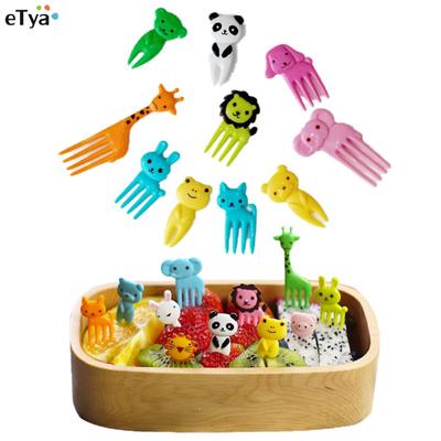 10 buc/pungă Mini semn de fermă cu animale de desene animate, rășină, furculiță de fructe, scobitoare pentru copii Bento, prânz, veselă decor