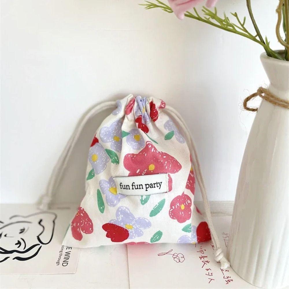 Colorful Makeup Bag Mini Storage Pouch Creative Floral Drawstring Bag  Travel
