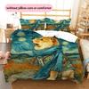 Scarf-wearing Dog at Night Pattern Bedding Quilt Set  Home Decoration  Gift (1 * duvet cover + 2 * pillowcase  without core)