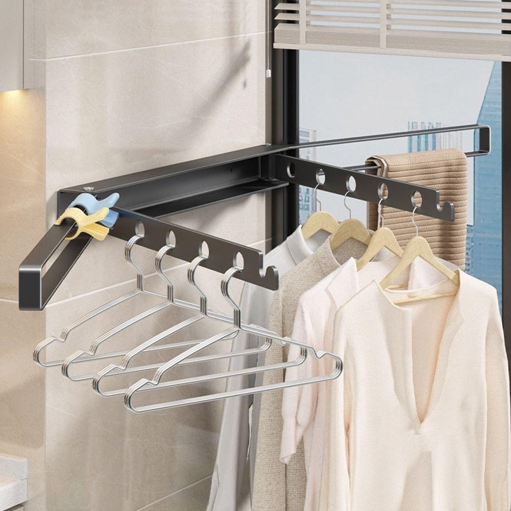 Pull Type Invisible Drying Racks No Hole Balcony Folding Drying Rack Clothing Drying Rack Indoor