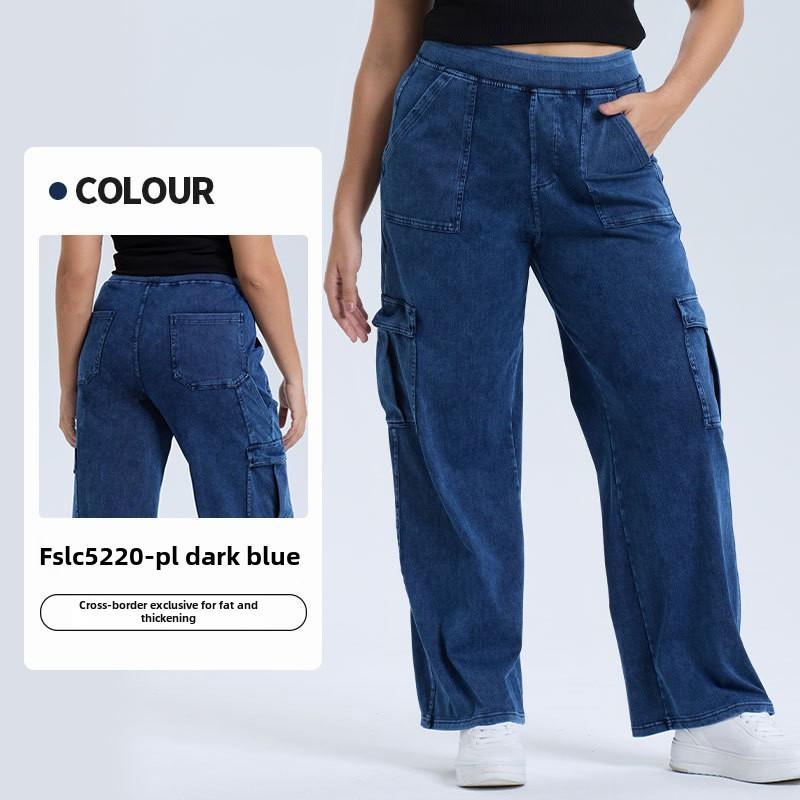 Yoga jeans met wijde pijpen en zakken, maat Large.