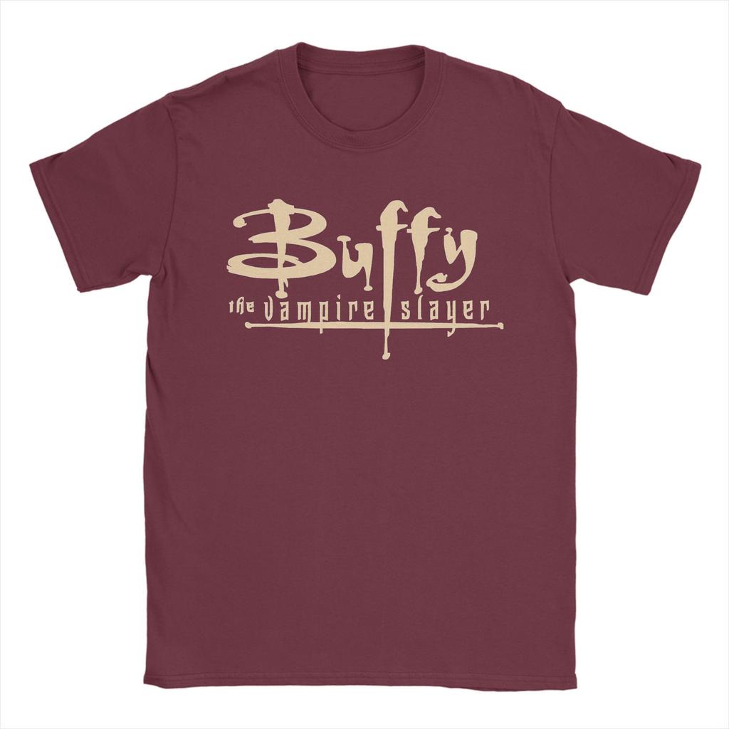 Men T-Shirts Buffy the Vampires Slayer Vintage Cotton Tees Short Sleeve TV Series T Shirt Crewneck Tops Summer