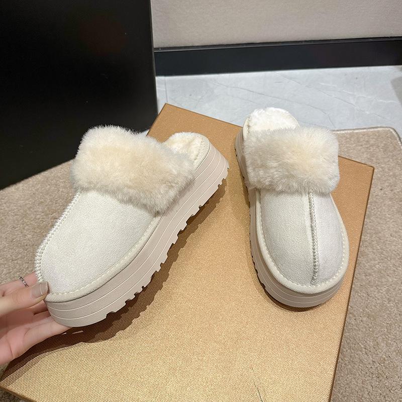 Snow Boots Women's Fashion Fluffy Slippers 2025 Autumn and Winter New Korean Version Comfortable and Warm Thick-bottomed Lazy Bag Head Slippers