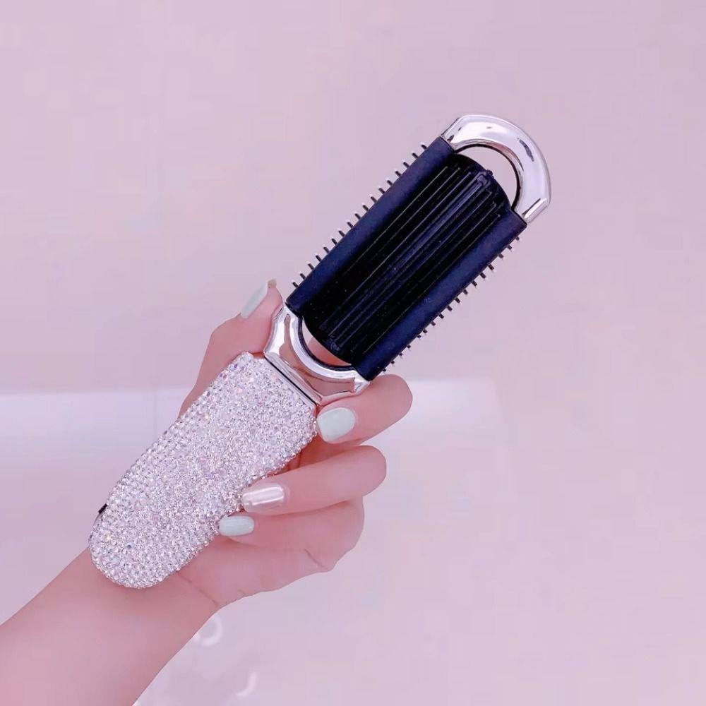 Portable BlingBling Comb Mirror Crystal-Encrusted Rhinestone Hair Comb Gift for Girls