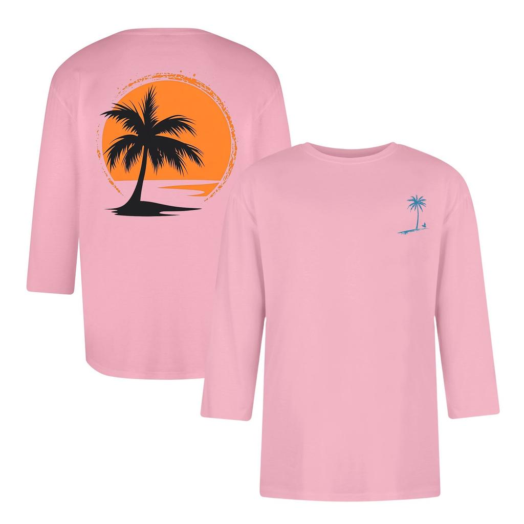 Men's Fashion Casual Independence Day Print  Neck Seven-point Sleeve Top T-shirt