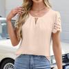 Dames Mode Casual Kleur V-hals Uitgesneden Kant Korte Mouwen Top Korte Mouwen Top