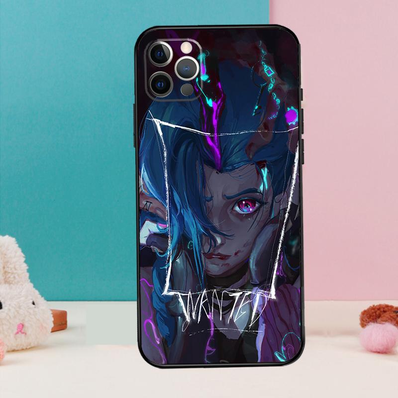 Arcane Jinx Vi Anime Phone Case For iPhone 11 12 13 14 Pro Max X XR XS Plus Silicone Bumper Back Cover