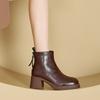 New 2024 Women Boots Women Genuine Leather Warm Plush Winter Boots High Heels Shoes Fashion Thick Heel Woman Ankle Boots
