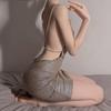 Plus Size Sexy Backless Deep V Strappy Lingerie Skirt Set for Women