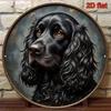 Vintage Black Kirk Spaniel Portrait Round Tin Sign for Home Office Pet Shop Wall Decor