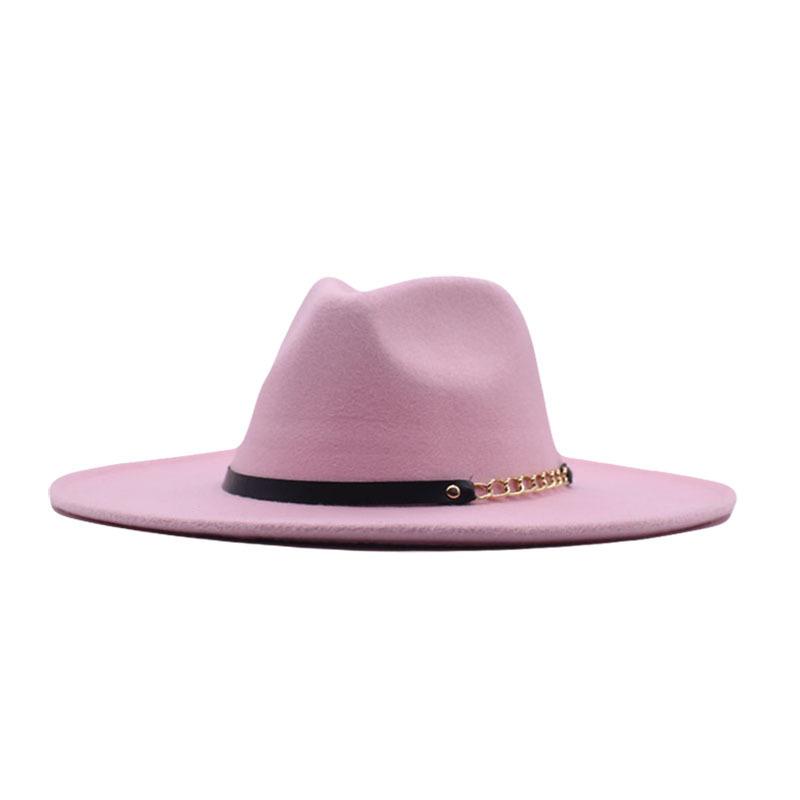 Autumn and winter top hat British classic jazz hat woolen hat big brim cm flat edge top hat