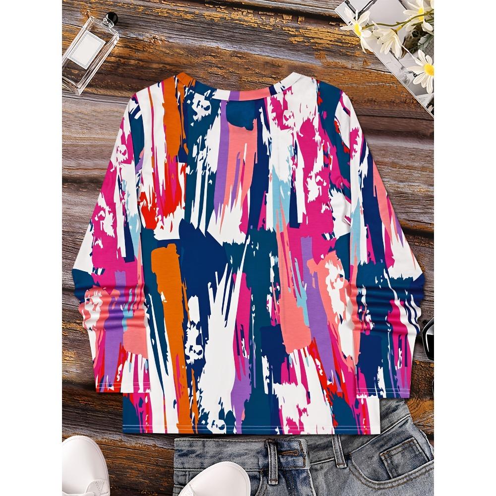 Simple, fashionable, and elegant vacation crew neck long-sleeve T-shirt
