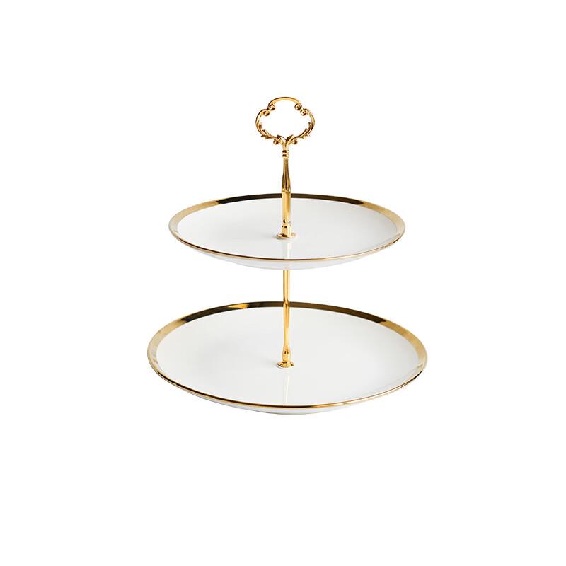 Double Layer Gold Ceramic Cake & Dessert Stand