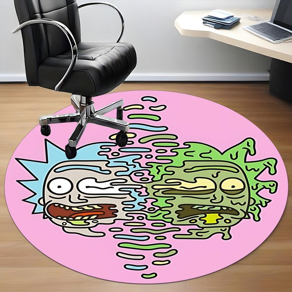 Tappeto Rotondo da Ufficio Rick e Morty, Antiscivolo, Morbido e Durevole, per Decorazione d'Interni, Perfetto per Ufficio, Bella Decorazione