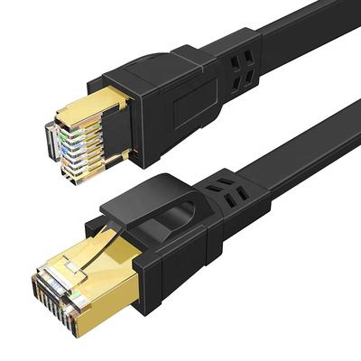 Cat8 Gold Plated RJ45 30/26awg Pure Copper Flat Wire SSTP SFTP Cat 8 Ethernet Cable Cat8 Patch Cord Network Cable