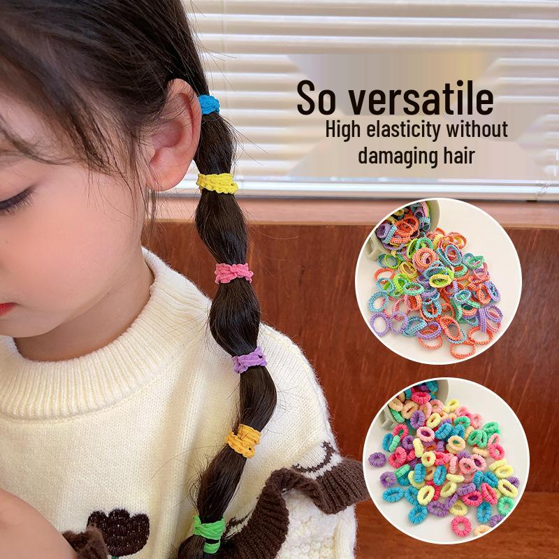 Colorful No-Damage Hair Bands for Kids, Little Girl Hair Ties & Rings, Disposable Elastic Circles