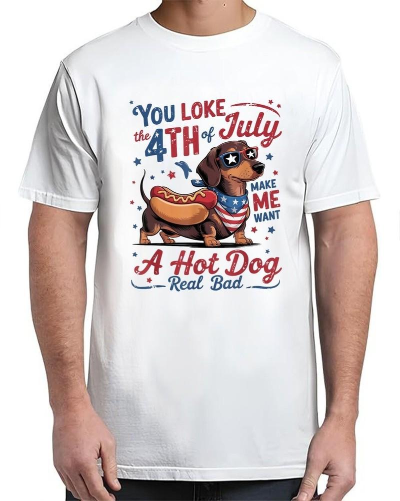 You Look Like The 4th Of July Want A Hot Dog Funny Vintage Adult S-4XL Unisex T-Shirt