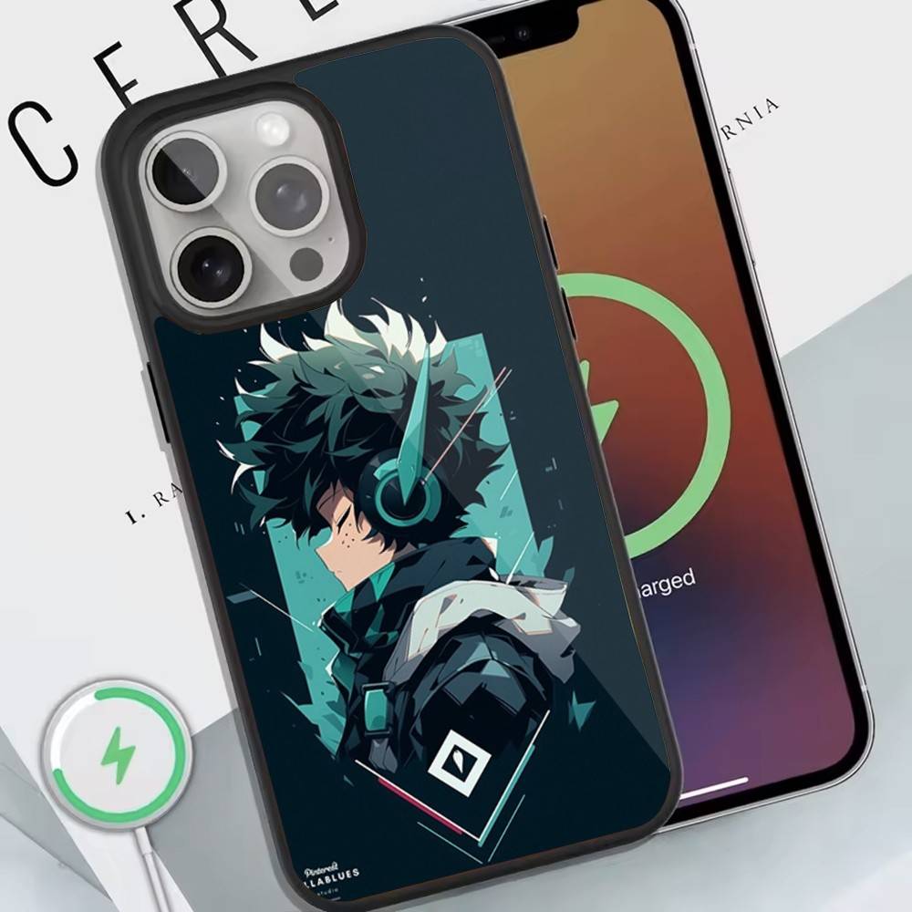 Custodia per Telefono My H-Hero Academia D-Deku Per Ricarica Wireless Magnetica Cover Per iphone 16 15 14 13 12 11 Pro Max Plus Coque