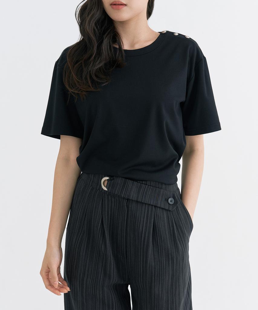 Peulleio Button T-Shirt _ Black