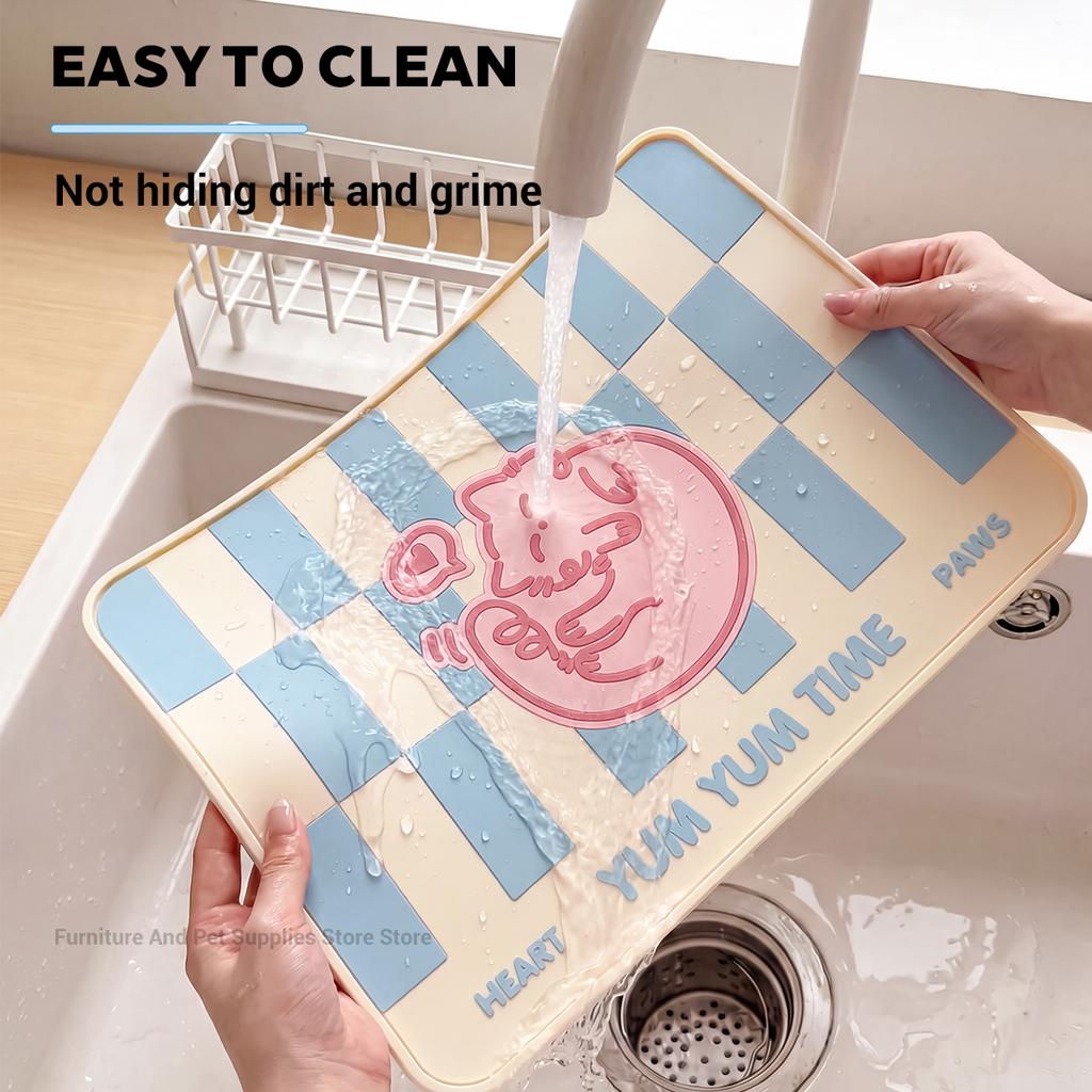 Pet Placemat Cat Dog Drinking Feeding Placemat Feeder Mats Cat Feed Mat Dog Food Bowl Mat Silicone Waterproof Pet Bowl Pad