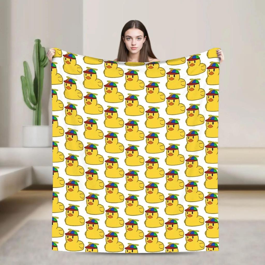 Cute Rubber Duck Plush Flannel Throw Blanket for Kids and Adults Soft Warm Bedspread for Couch Chair Quality Comforter