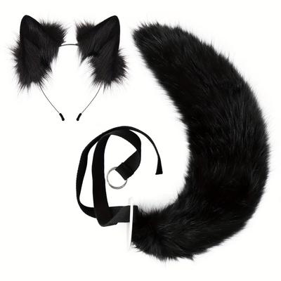 2 Piece Fox Set - Adjustable Furry Tail and Removable Ears, Suitable for Halloween Animal Play Parties, Halloween Gift Cosplay