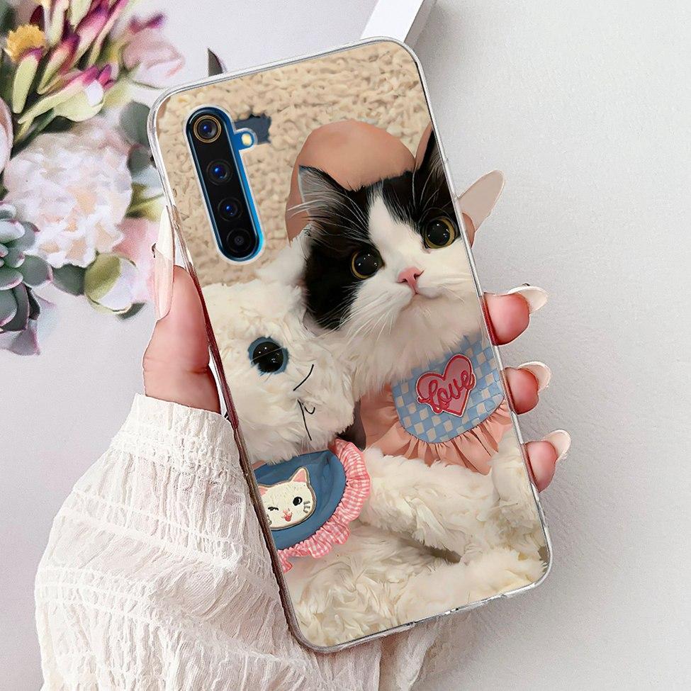 6.6" For Realme 6Pro RMX2061 RMX2063 Back Cover For Realme 6 Pro Case Clear Luxury Fashion Cute Cat Cool Funny Soft TPU Bumper