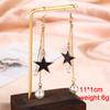 Black Dangle Earrings Crystal Square Pendants Women's Hanging Earrings Korean Bowknot Pearl Flower Earrings