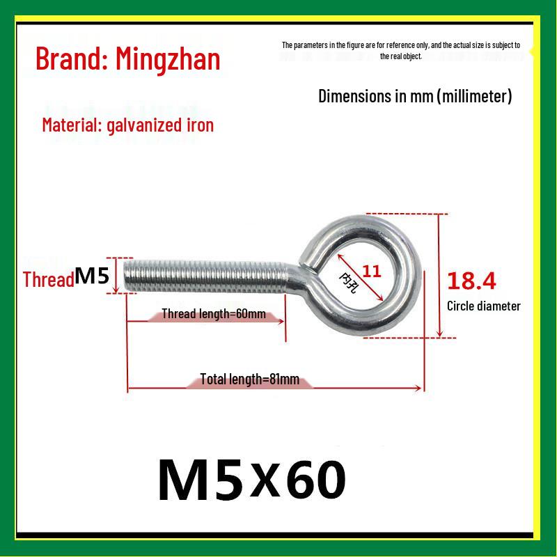 Closed Hook Eye Bolt Screw Ring Hanger - M2.5 to M8 Machine Thread