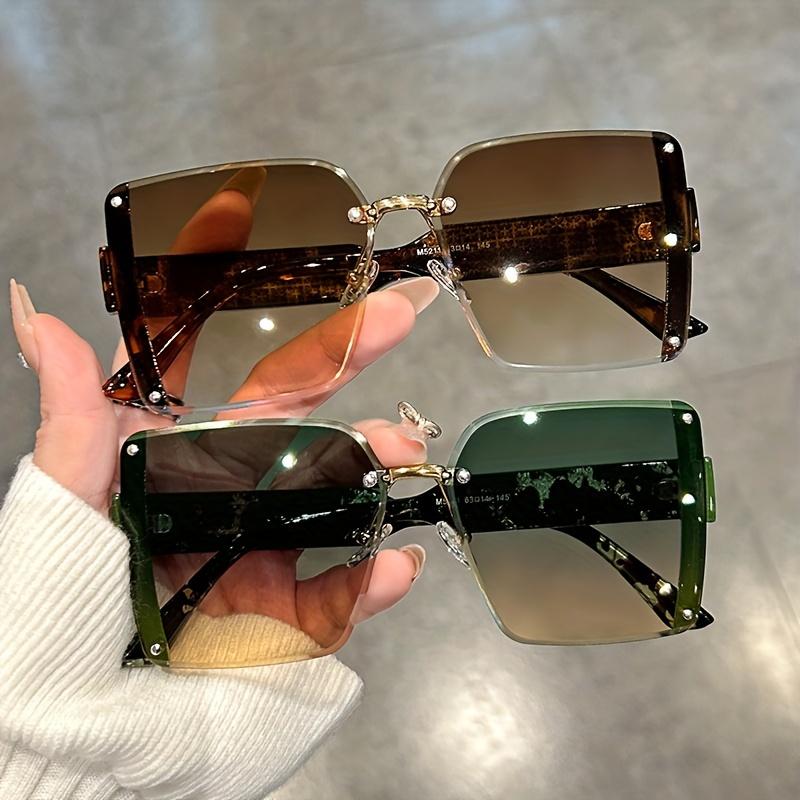 Oversized rimless for women men casual gradient fashion Anti glare shades for vacation beach party