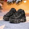 Gothic Ankle Rock Boots Woman Metal Decor Platform Sneakers Punk Style Women Shoes Lace-up Shoes