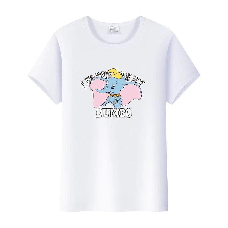 Kawaii Cartoon Dumbo Tops Oversized T-shirts Blouses Tees Summer Short Sleeve Tshirt 90S Loose Clothing Unisex