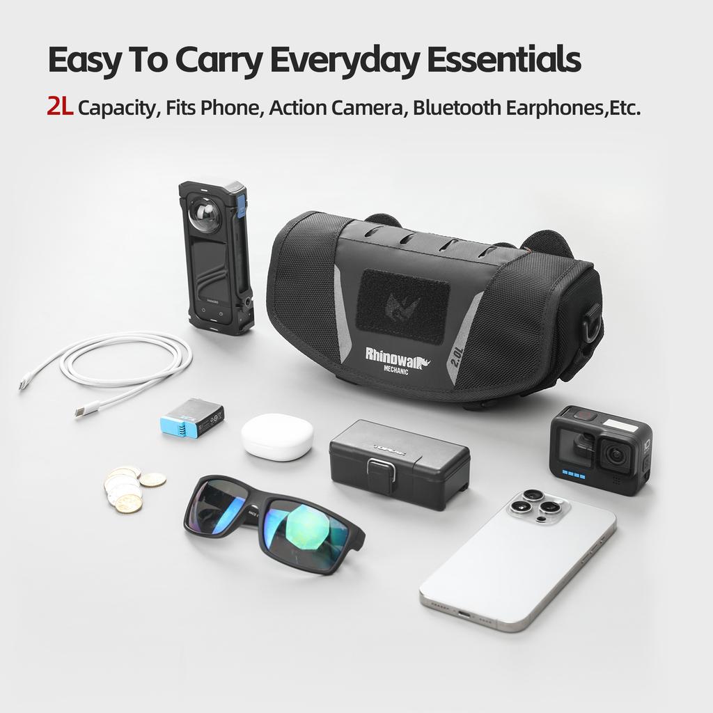 RHINOWALK MJX2010 Motorcycle Handlebar Bag Front Storage Pouch Phone Holder Crossbody Bag for Outdoor