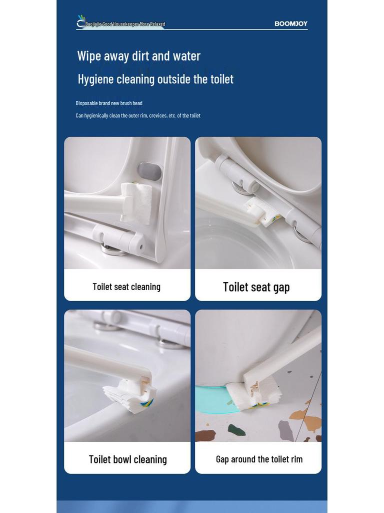 Flushable Japanese Toilet Brush with Dissolvable Head & Built-in Cleaner - Wall-Mounted Home Essential
