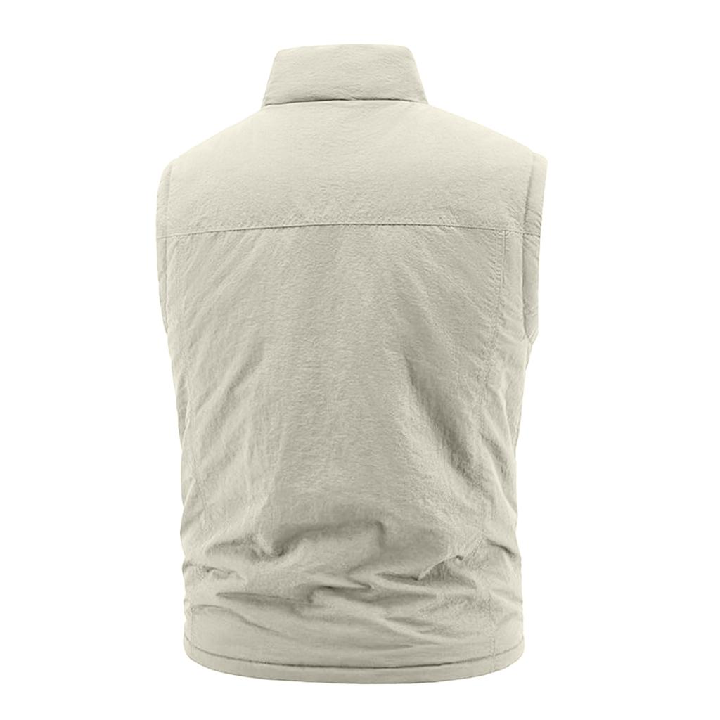 Men's Solid-color Casual Fleece Vest, Men's Fleece Thickened Warm Sleeveless Coat