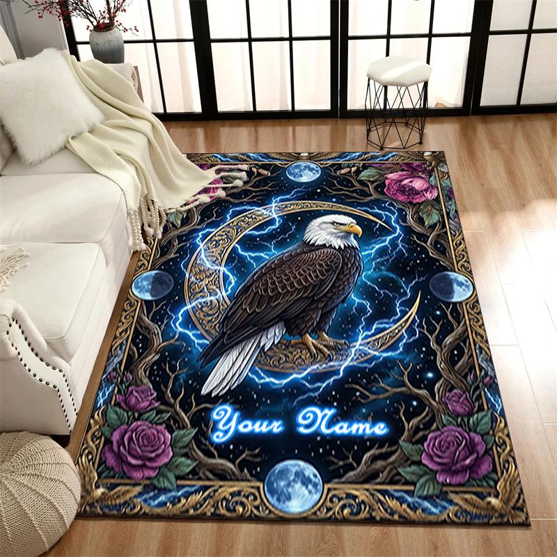 1PC Custom Name Eagle Fantasy Art Theme Floor Mat Ideal for Living Room, Game Rooms, Office, Bedroom,Floor Mat Playful Design