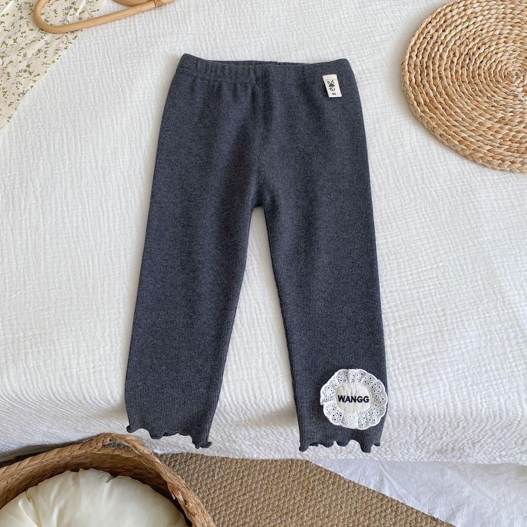 2025 New Autumn Style Toddler Girls' Solid Color Foot-Patched Leggings: Fashionable and Versatile Outerwear Pants