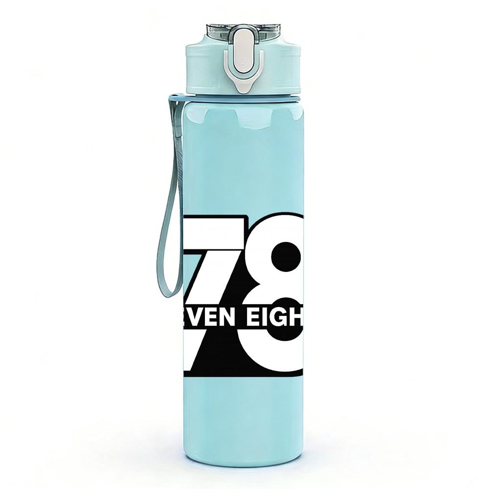1PC Seventy Eight Block Number Print 750ml Color Plastic Sports Water Bottle Leakproof Flip Straw Lid Suitable for Sports Office Home Use