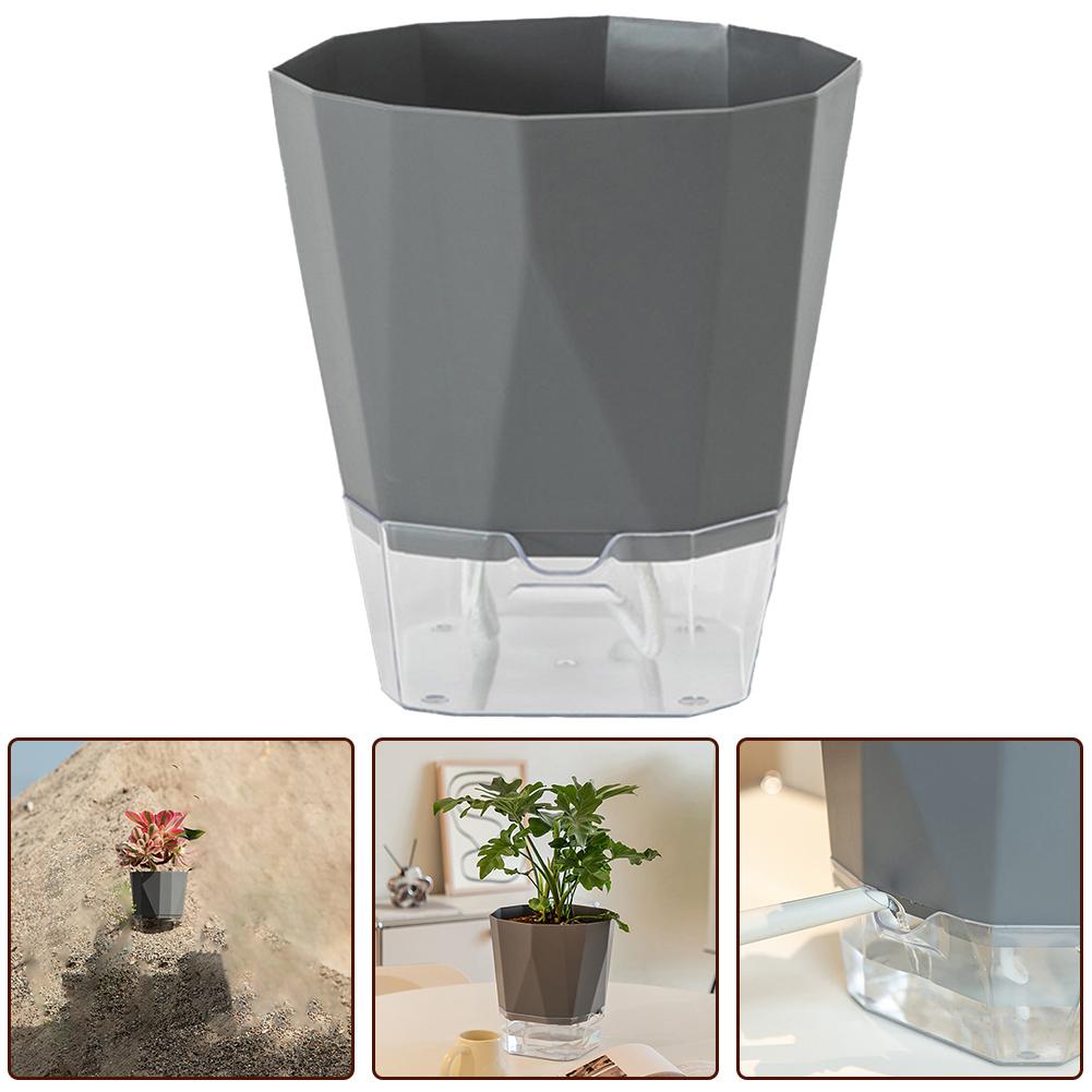 Transparent Double Layer Plastic Flower Pot Self Watering Flowerpot Cotton Rope Watering Plant Pot For Balcony Tabletop