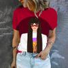 2025 Summer Women Fashion T-shirt Art Girl Painting O-Neck Tops Tees Female Stylish Short Sleeve Clothing Ladies Casual Outfit