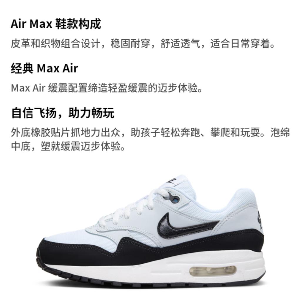 Nike Air Max 1 White Black GS DZ3307-106