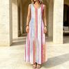 Women's Sleeveless Maxi Dress Watercolor Stripes Lightweight Long Dress for Beach Vacation,Daily Wear,Urban Casual & Elegant Wear