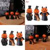 Halloween Resin Material Demon Miniature Figures With Pumpkin And Broom For Festive Setting