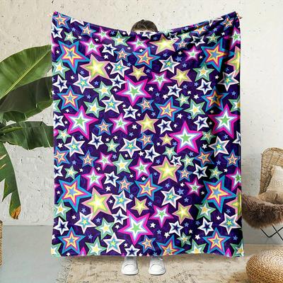 Celestial Star Print Blanket  Reversible Flannel for Dreamy Comfort Night Sky Gifts  Cosmic Bedroom Decor