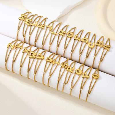 New Stainless Steel Wholesale 26 English Letters Double-layer Ring Gold-plated Bracelet