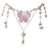 Fashionable Beaded Butterfly Pendant Necklace Choker Necklaces Chain Party Gifts for Fashion Forward Women